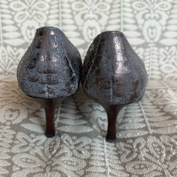 Sexy Calvin Klein heels in blue/copper snakeskin print leather & a touch of foil - Picture 10 of 16